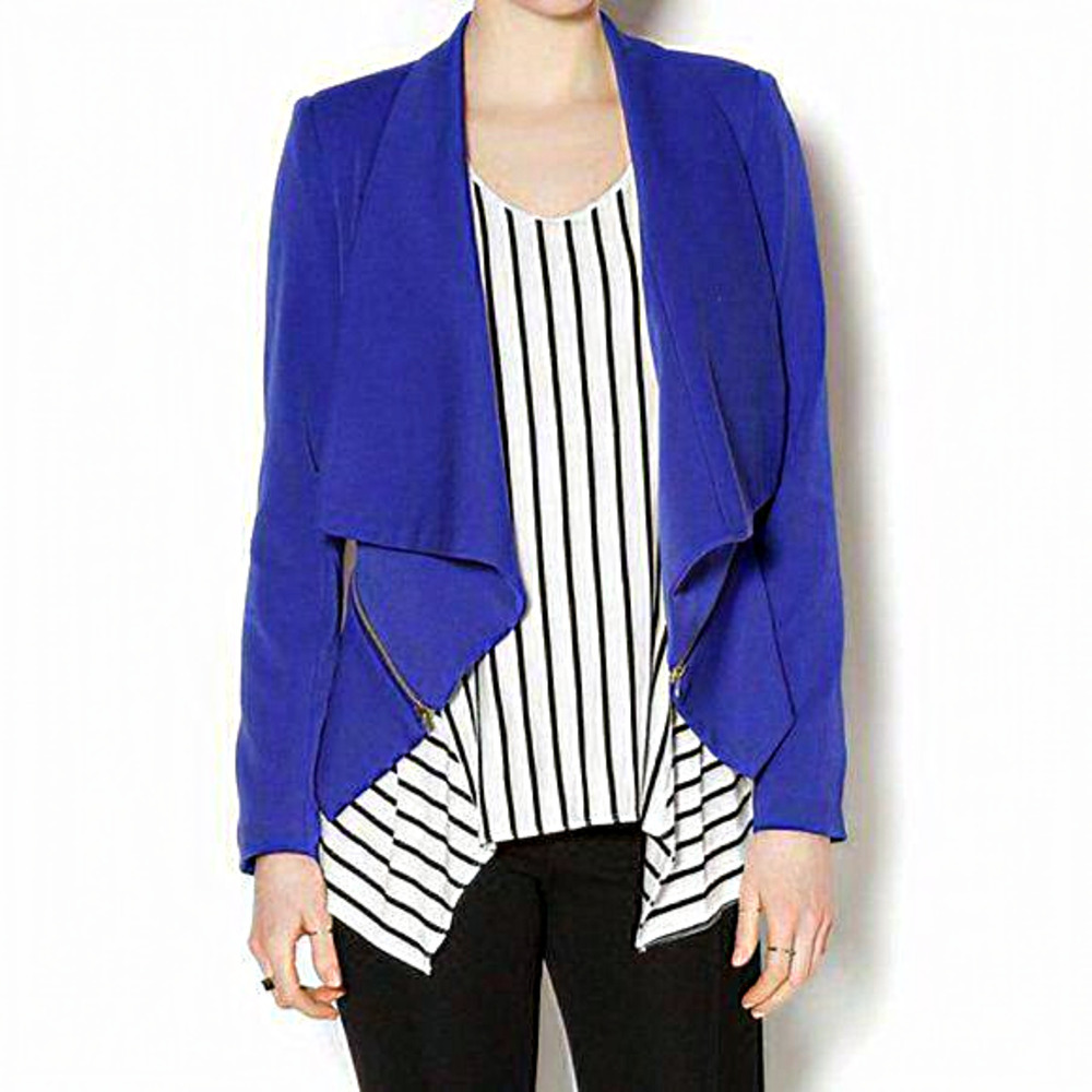 Yumi Kim Lucy Jacket Blazer Womens Size Small Blue Open Front‎ with Zipper
